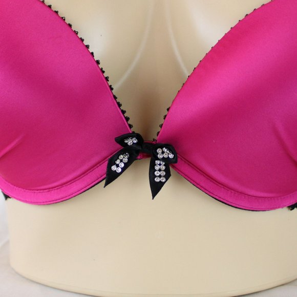 La Senza Beyond Cleavage Bra 36B Pink Rhinestone Push Up Underwire Padded b72 - Picture 6 of 9